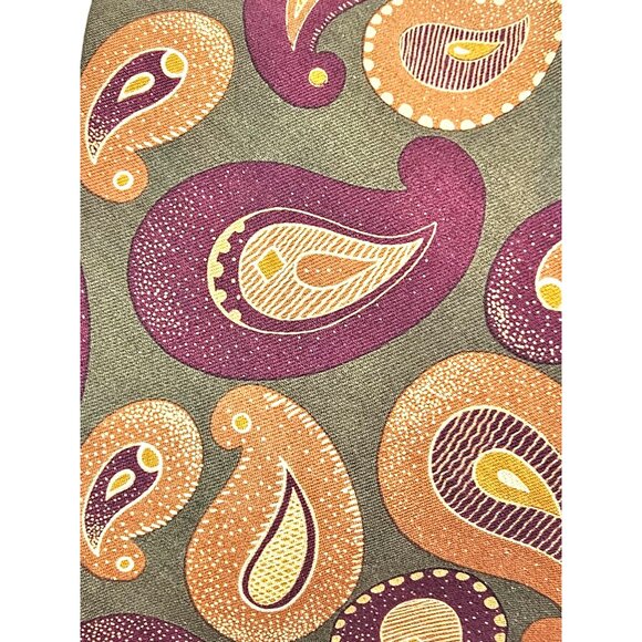 NWT Vtg Neiman Marcus Paisley Silk Tie Handmade USA Multicolor Purple Orange - Picture 6 of 6